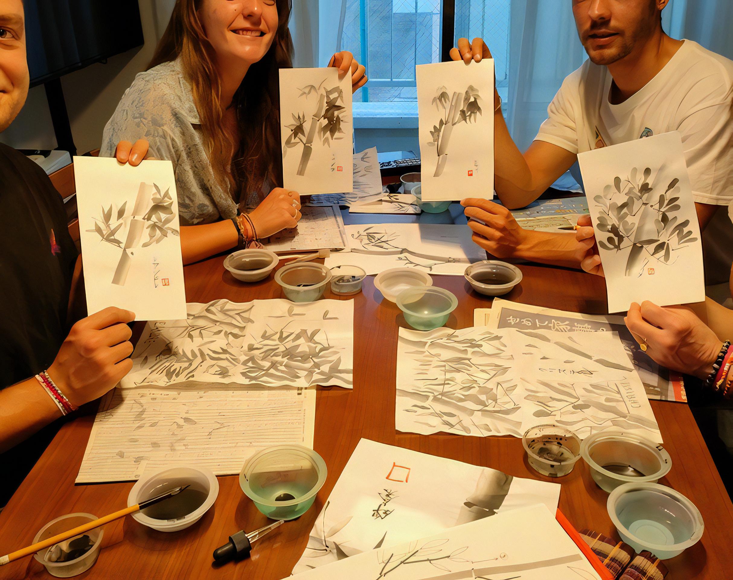 Sumi-e (ink painting) experience in Tokyo