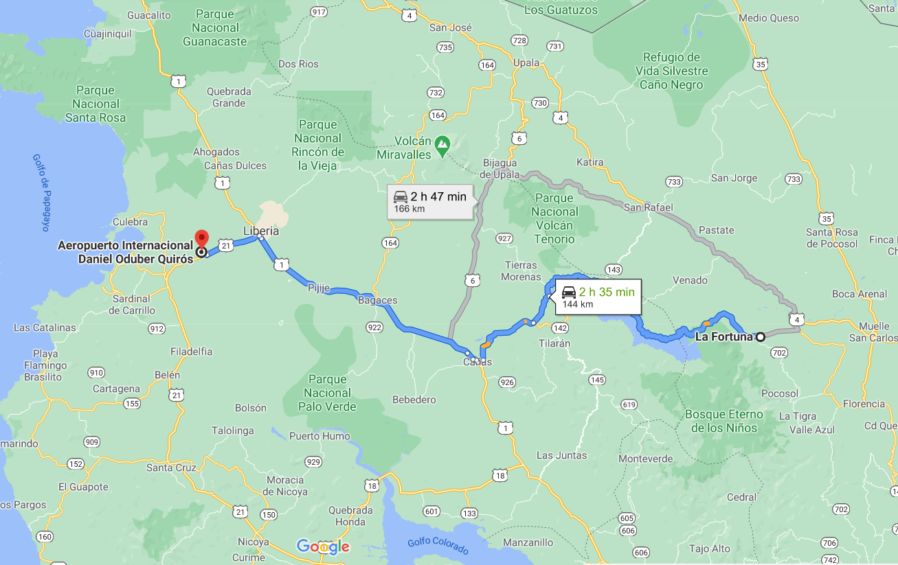 Private Shuttle from Guanacaste Airport (LIR) to La Fortuna