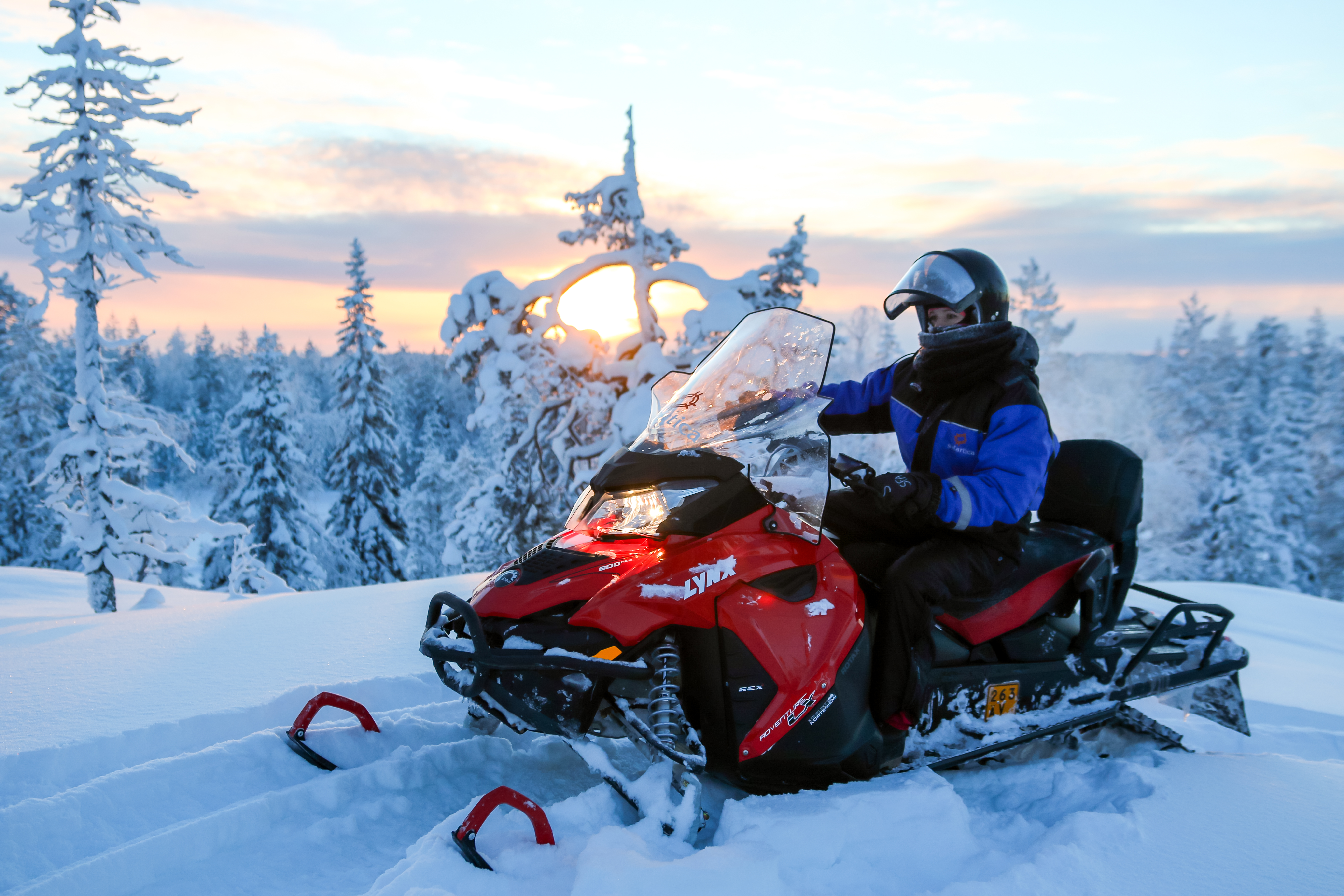 Easy snowmobile safari into the nature / Levi