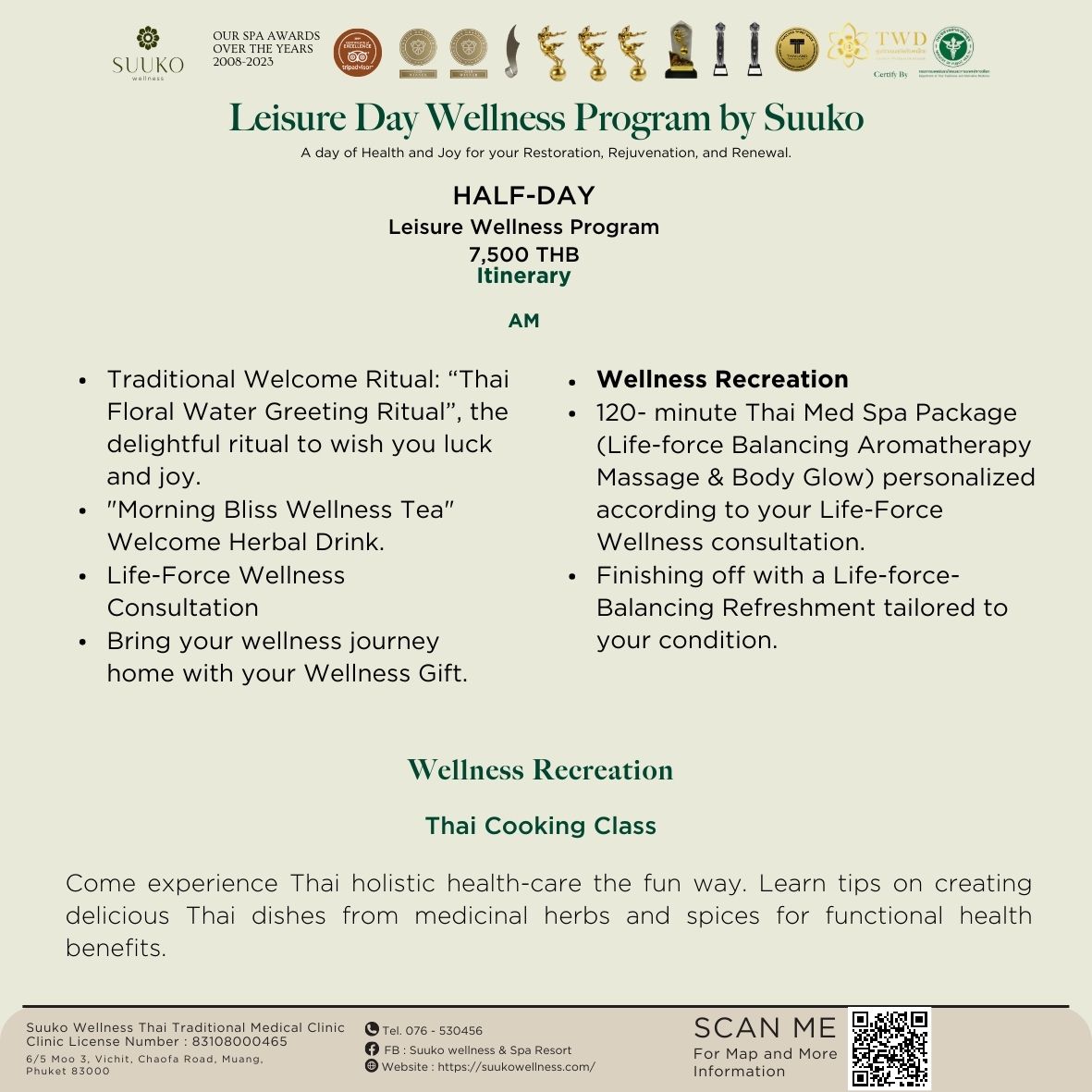 HALF-DAY Leisure Wellness Program with Thai Cooking Class