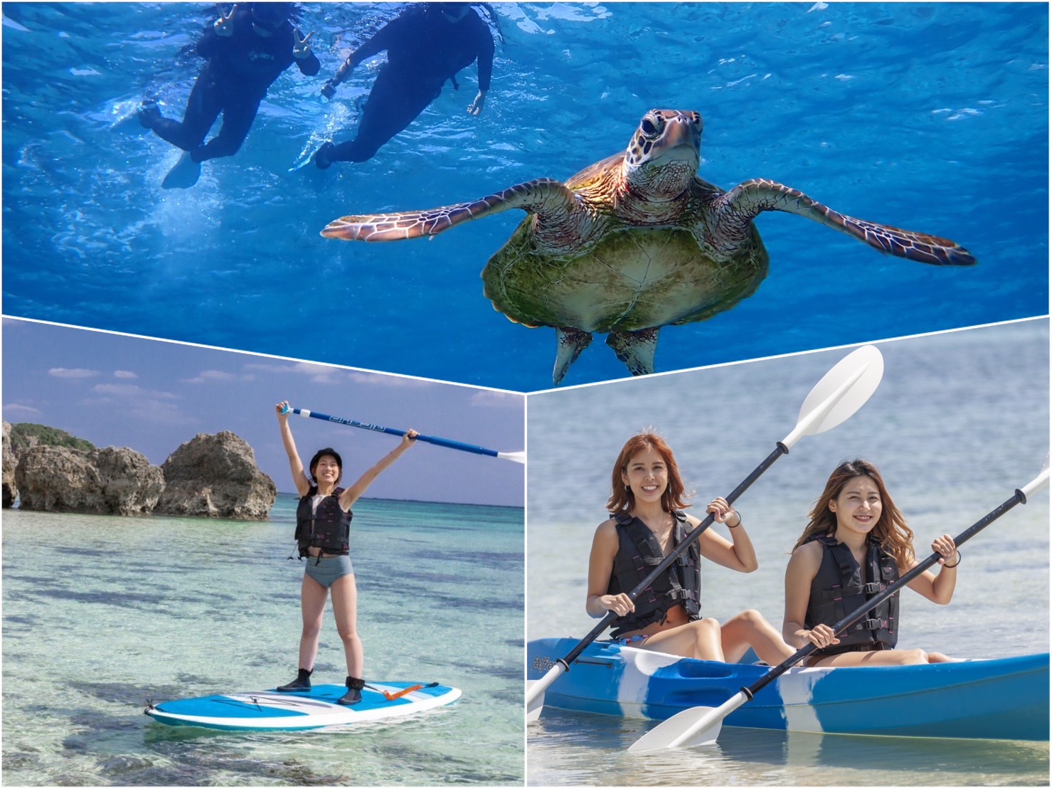 [Miyako] [1 day] Superb view beach SUP / Canoe & sea turtle Snorkeling!