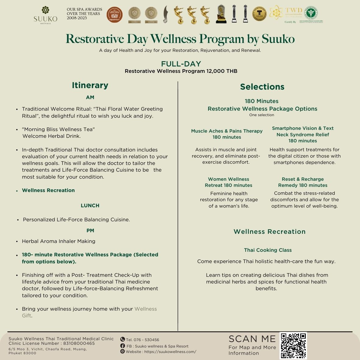 FULL-DAY Restorative Day Wellness Program with Thai Cooking Class