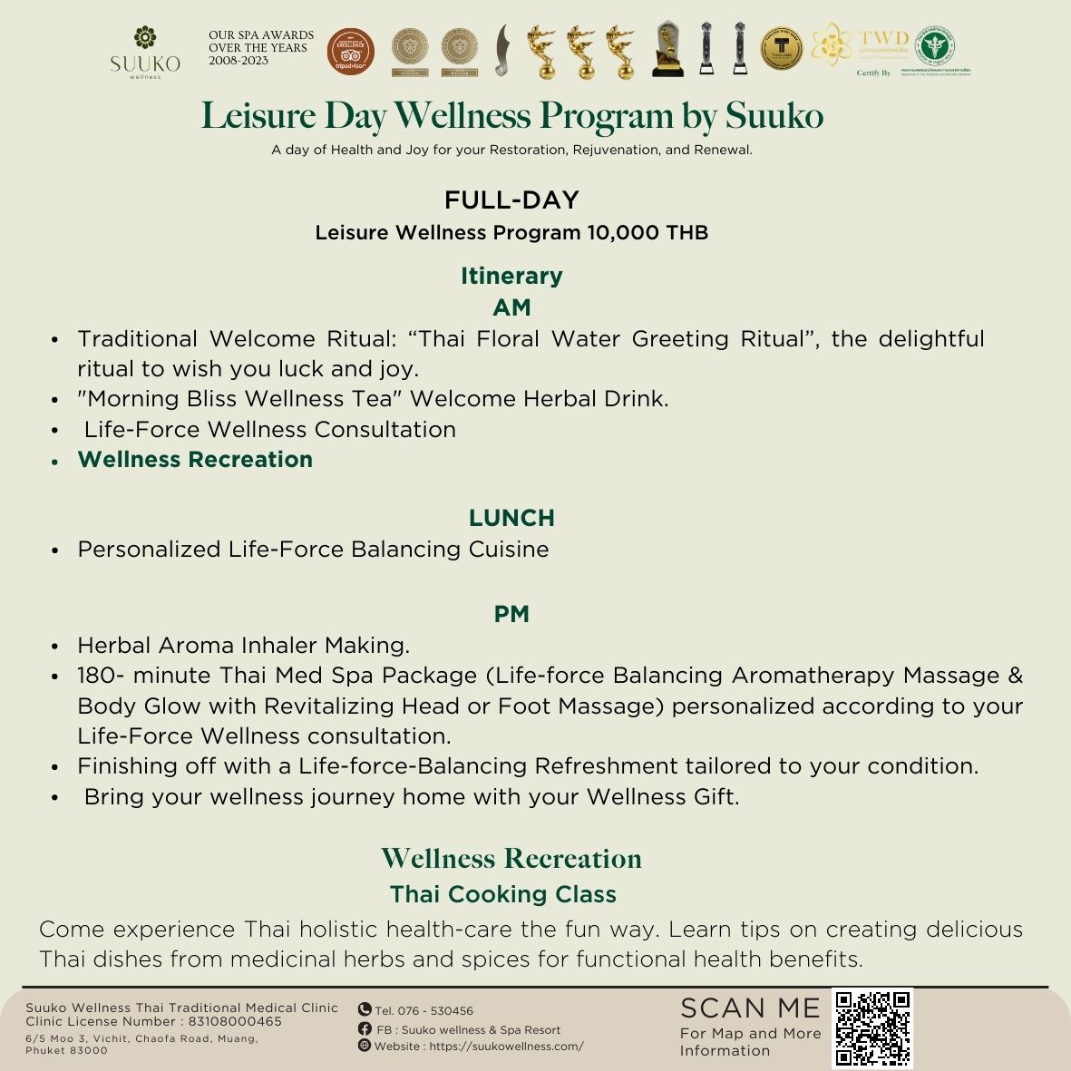 FULL-DAY Leisure Wellness Program with Thai Cooking Class