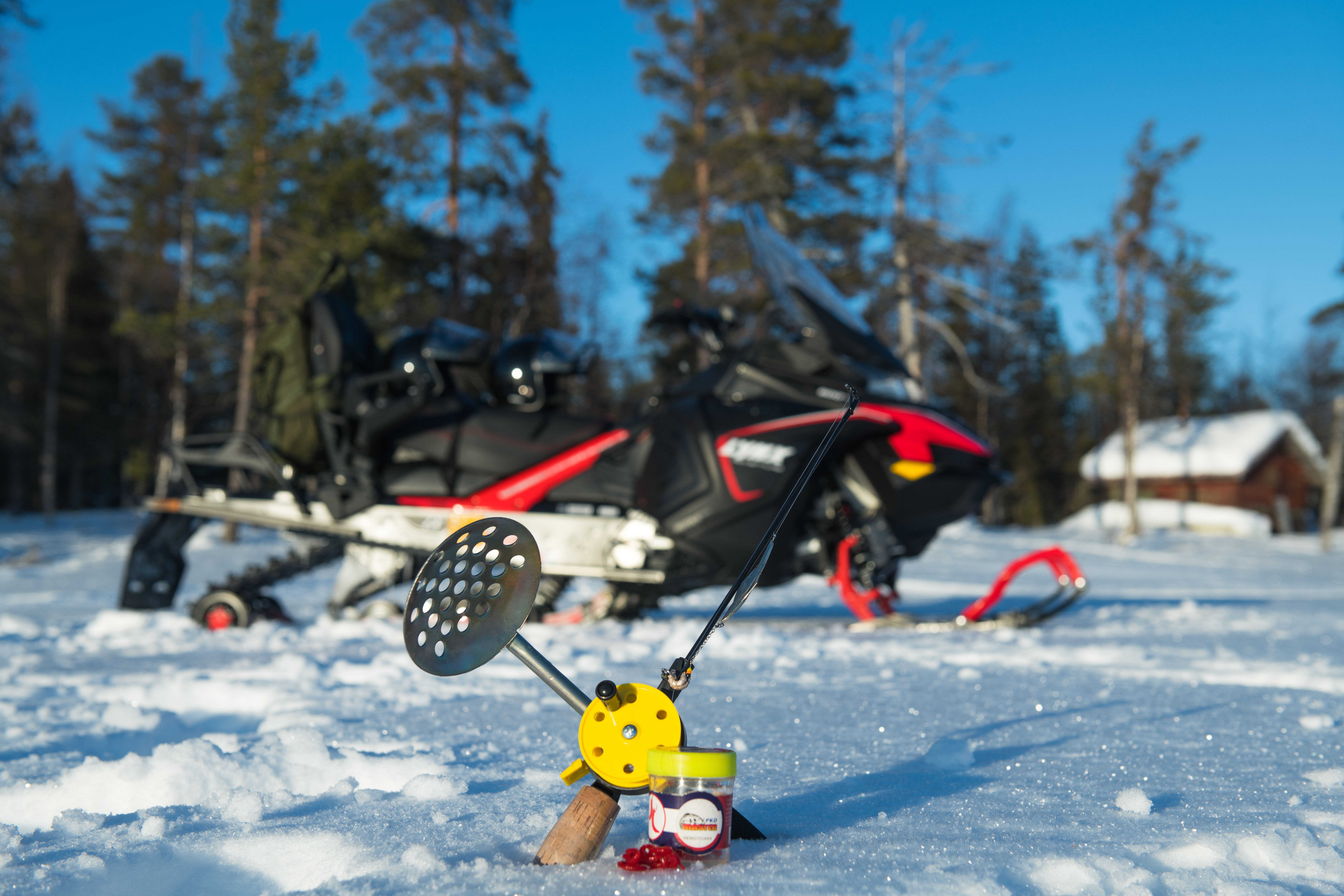 Snowmobile safari with ice fishing to Kivijärvi wilderness lake (100km)