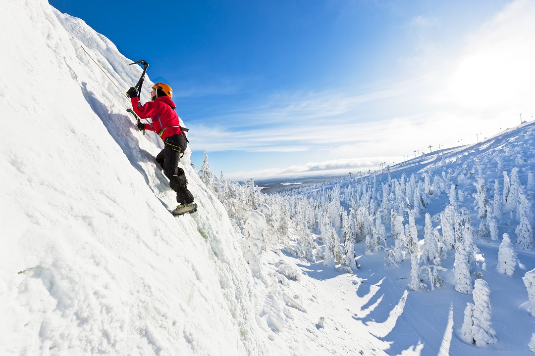 Ice climbing in Ruka Ski Resort