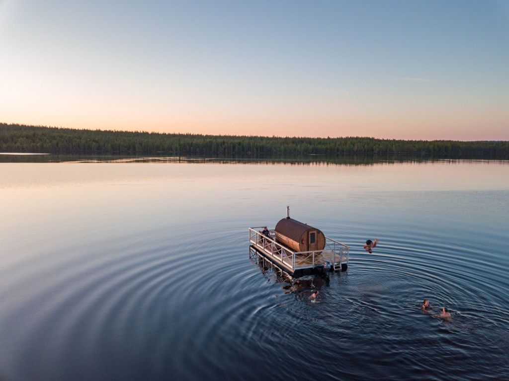 Private Traditional Finnish Sauna Boat Scenic Lake Cruise