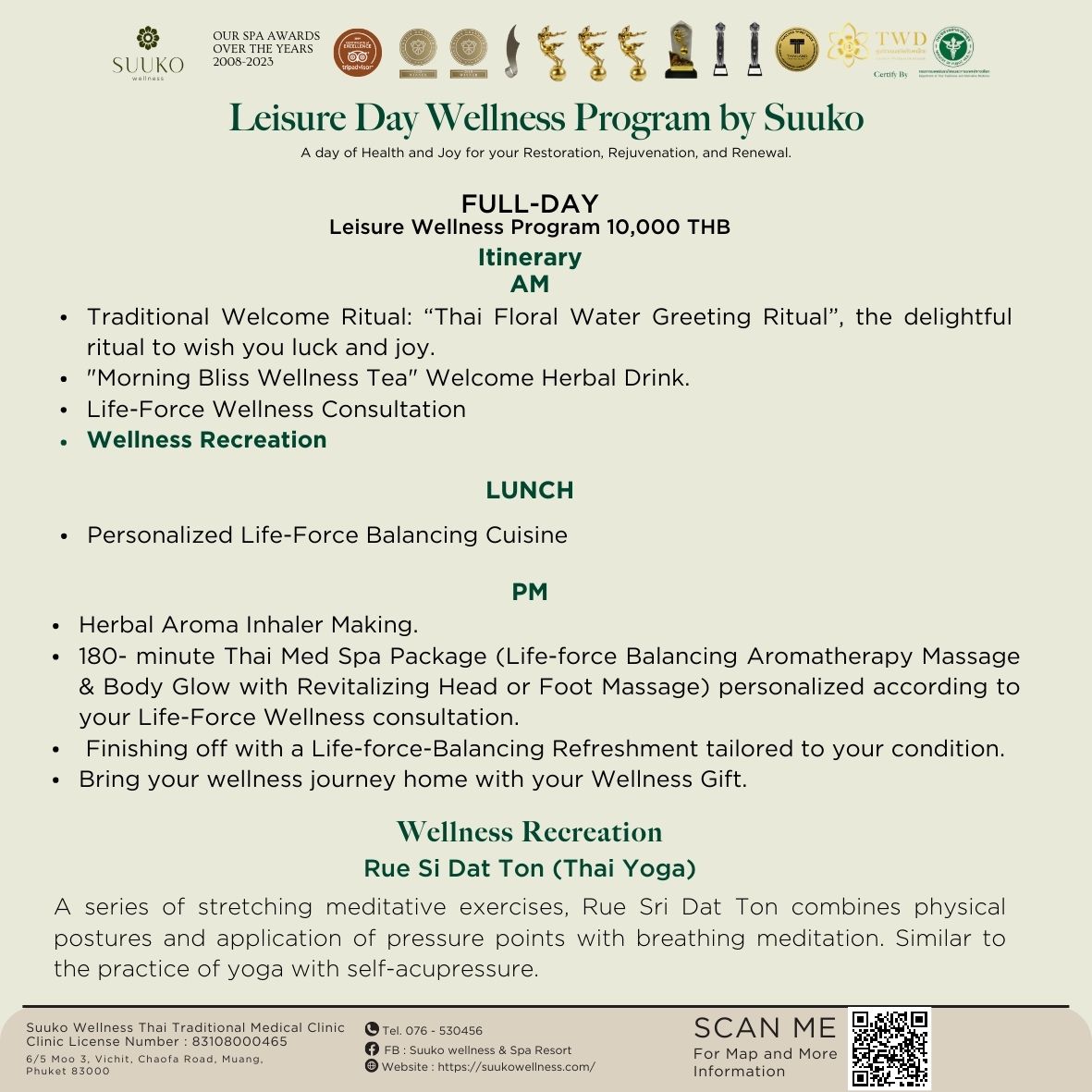 FULL-DAY Leisure Wellness Program with Rue Sri Dat Ton (Thai Yoga)