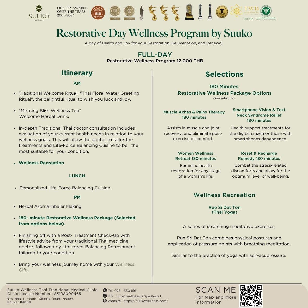 FULL-DAY Restorative Wellness Program with Rue Sri Dat Ton (Thai Yoga)