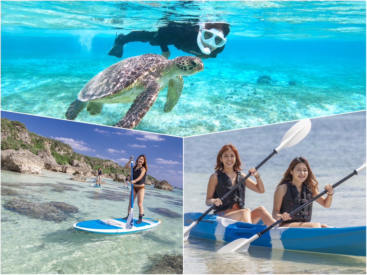[Miyako] SUP / Canoe + sea turtle Snorkeling !! (half-day course)
