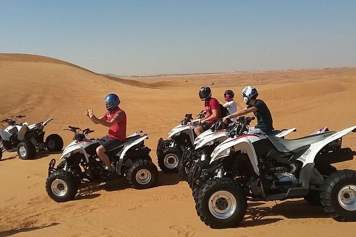 Dubai Desert Quad Bike Tour (1 Hour) BBQ , Camel Ride & 5 Shows