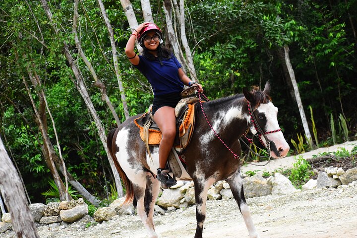 4 activities in 1 Horse Riding, ATV Shared, Cenote & Ziplines from Cancún