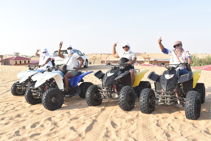 Dubai Desert 4x4 Dune Bashing, Self-Ride 30min ATV Quad, Camel Ride,Shows,Dinner