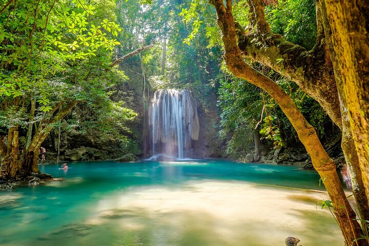 Erawan Waterfalls and Bridge Over River Kwai Tour from Bangkok