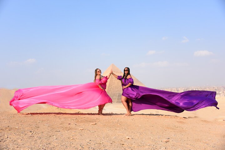 Flying Dress Photoshoot with Camel and Horse Riding in Giza