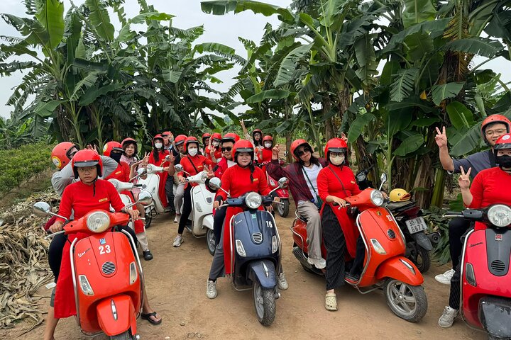 Beautiful Female Riders Vespa Red River Countryside Tour 5 Hours